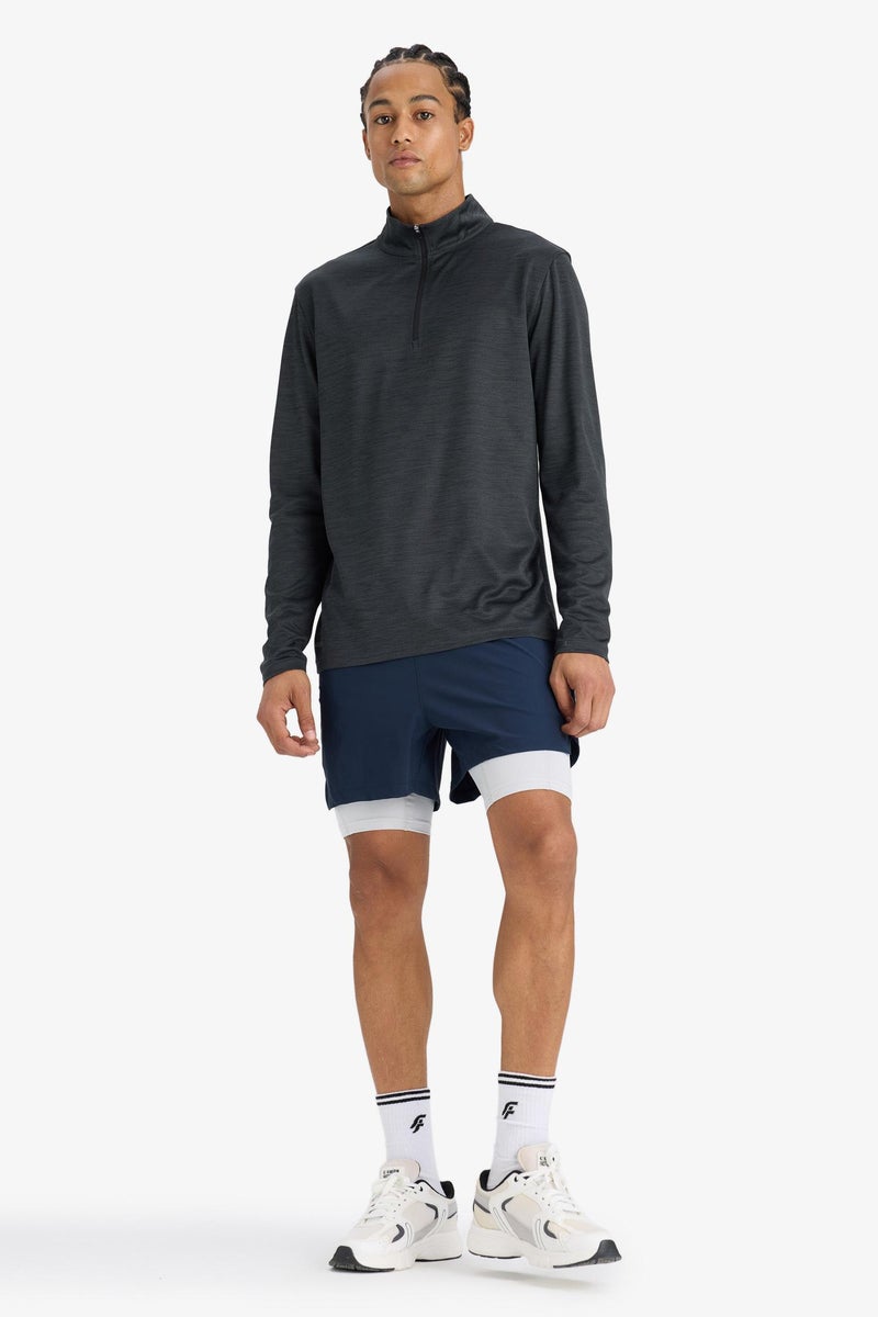 DeFacto Blue Man DeFactoFit Slim Fit Sports Crop Shorts Casual - Image 1